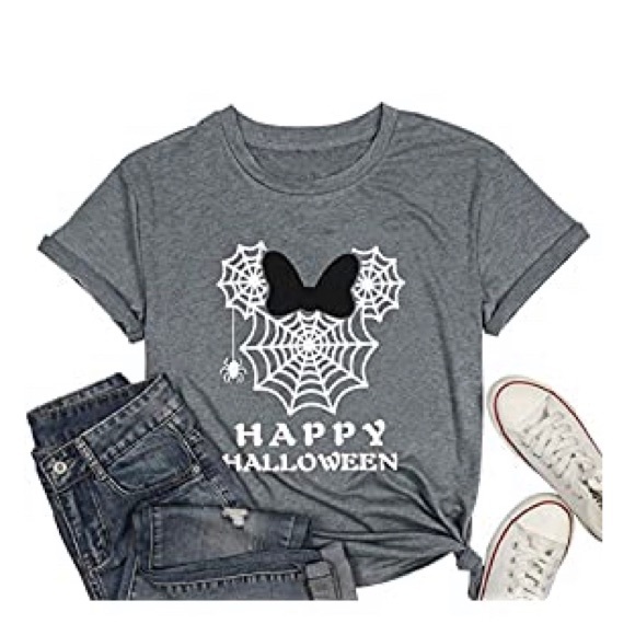Minnie Mouse Disney Spiderweb Happy Halloween Tee - Picture 2 of 3